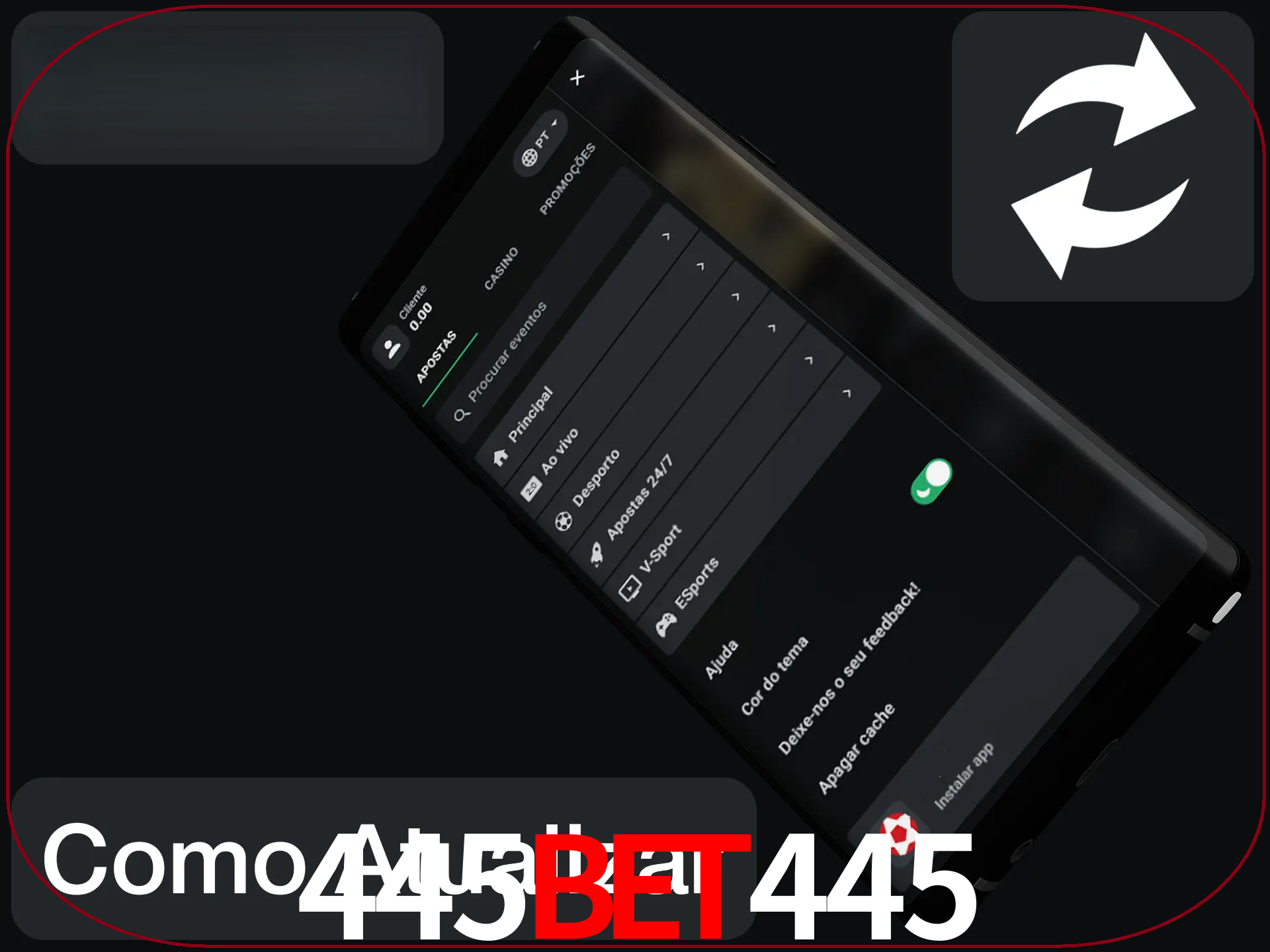 O aplicativo é atualizado automaticamente quando você faz o login.